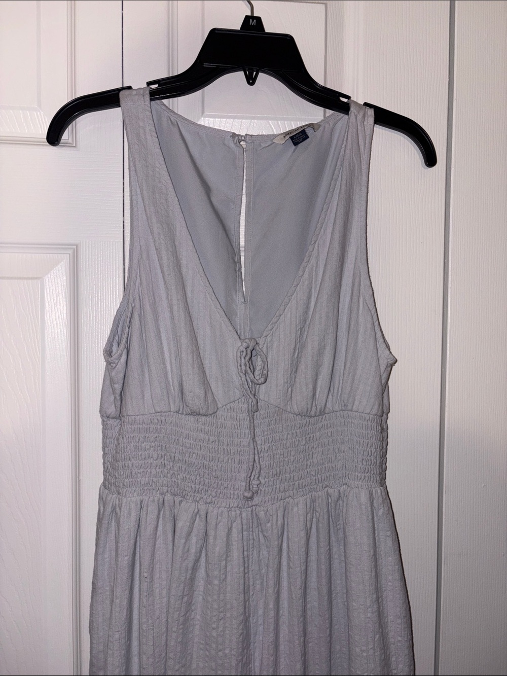 American Eagle Outfitters Light Blue Textured Sleeveless Jumpsuit - Picture 4 of 7